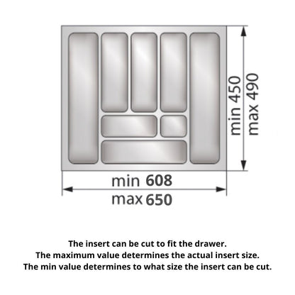 Cutlery Tray for Drawer, Cabinet Width: 700mm, Depth: 490mm - Metallic Cutlery Tray NTP 