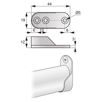 Fixture for 9/16x1-3/16 inch Oval Bar, Nickel NTP 