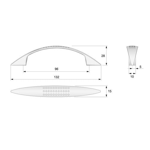 Furniture handle 3-3/4 inch UZ01 - Chrome NTP 