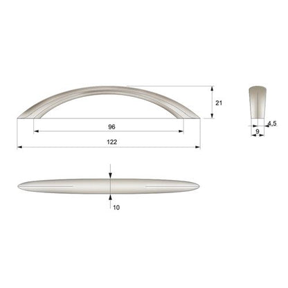 Furniture handle 3-3/4 inch UZ04 - Satin NTP 
