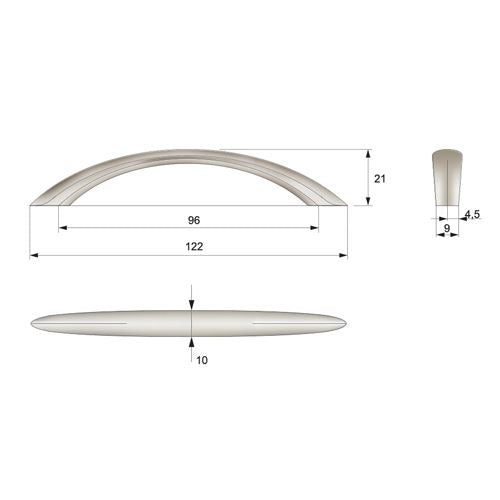 Furniture handle 3-3/4 inch UZ04 - Satin NTP 