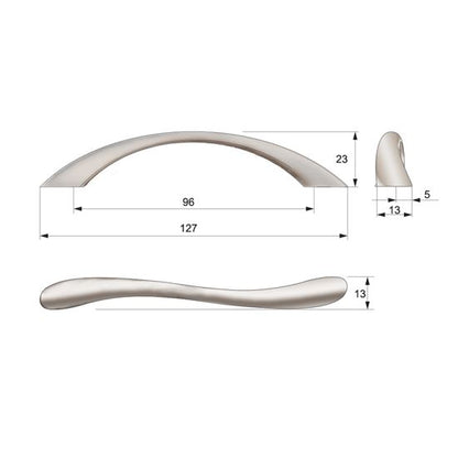 Furniture handle 3-3/4 inch UZ05 - Satin NTP 