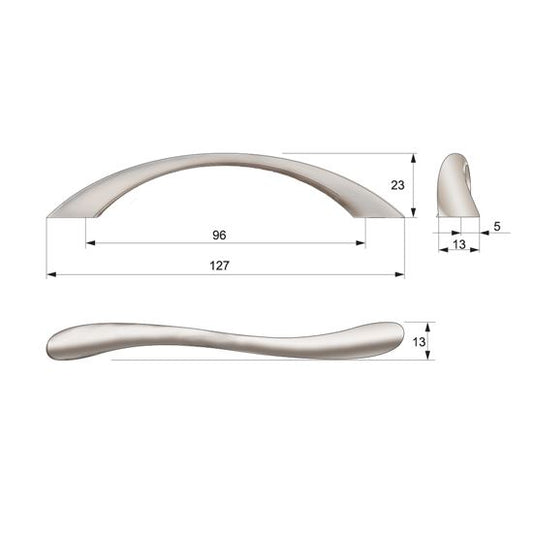 Furniture handle 3-3/4 inch UZ05 - Satin NTP 