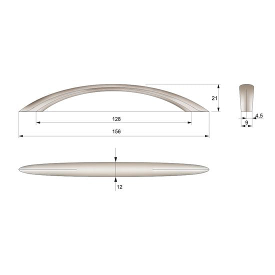 Furniture handle 5-1/16 inch UZ04 - Satin NTP 