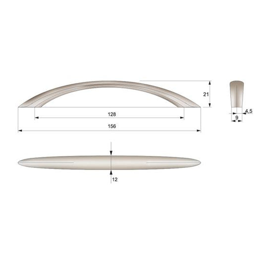 Furniture handle 5-1/16 inch UZ04 - Satin NTP 