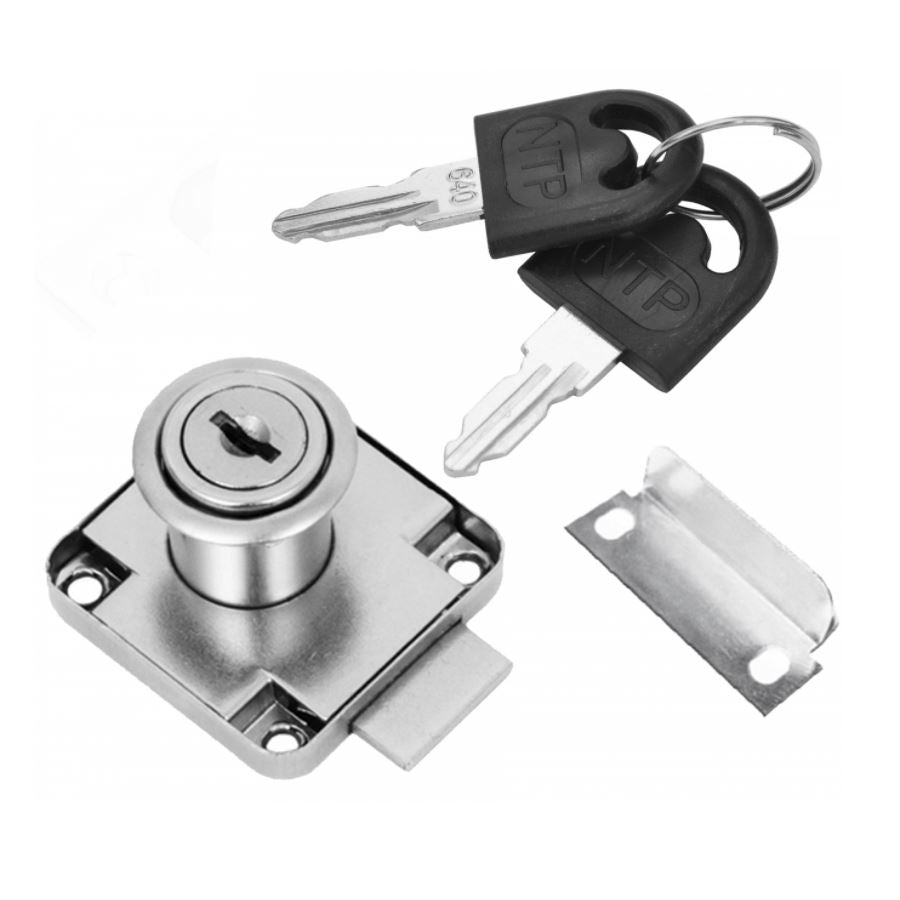 Furniture Lock 3/4x7/8 inch , Identical Key Version, Nickel NTP 