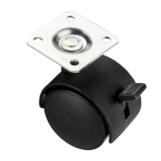 Furniture plastic swivel wheel with mounting plate and brake Ø1-9/16 inch Furniture wheels ATM 