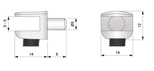 Glass Shelf Clamping Support Bracket Ø3/16 inch NTP 