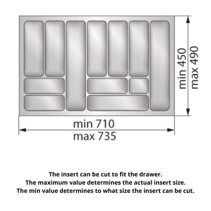 Kitchen drawer liners for Cabinet 32 inch, Depth: 19-5/16 inch - White Cutlery Tray NTP 