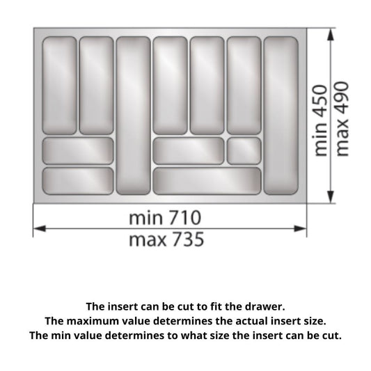 Kitchen drawer liners for Cabinet 32 inch, Depth: 19-5/16 inch - White Cutlery Tray NTP 