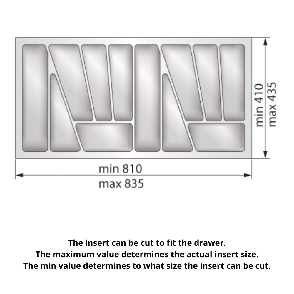 Kitchen drawer liners for Cabinet 36 inch, Depth: 16-15/16 inch - Metallic Cutlery Tray NTP 