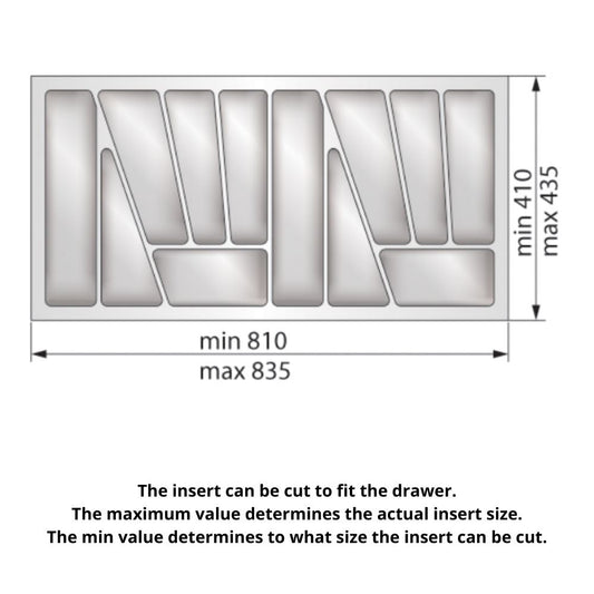 Kitchen drawer liners for Cabinet 36 inch, Depth: 16-15/16 inch - Metallic Cutlery Tray NTP 