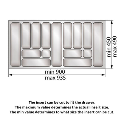 Kitchen drawer liners for Cabinet 40 inch, Depth: 19-5/16 inch - White Cutlery Tray NTP 