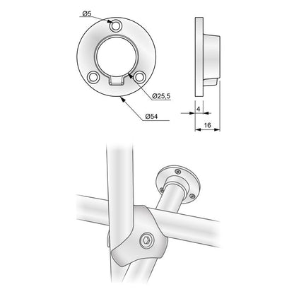 Low Flange for 1 inch Pipe, Chrome NTP 