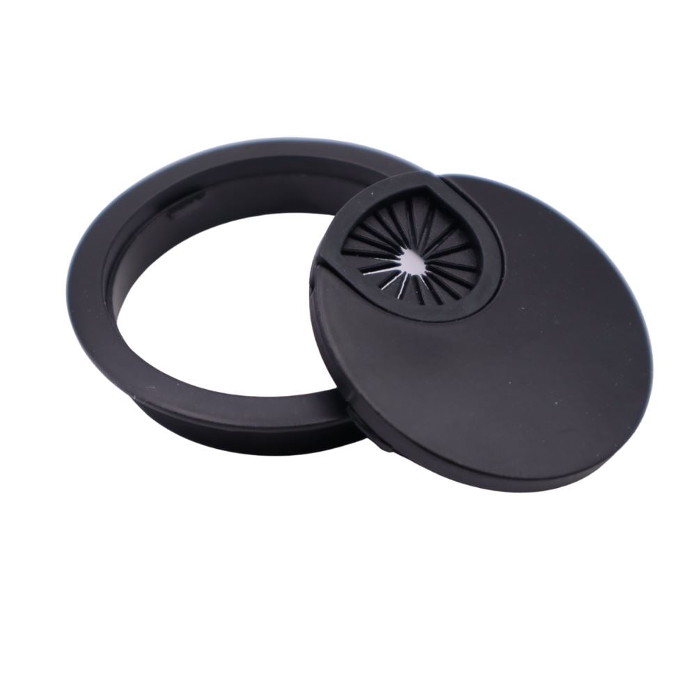 Metal Desk Grommet with rubber hole - Black Matt 2-3/8 inch Furnica 