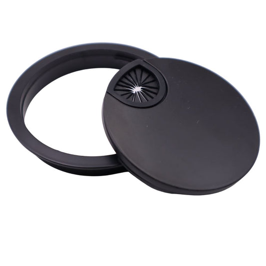 Metal Desk Grommet with rubber hole - Black Matt 3-1/8 inch Furnica 