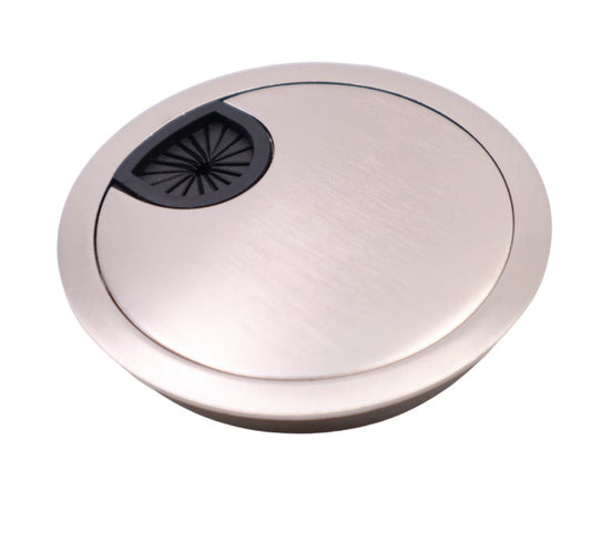Metal Desk Grommet with rubber hole - Brushed Steel 3-/18 inch Furnica 
