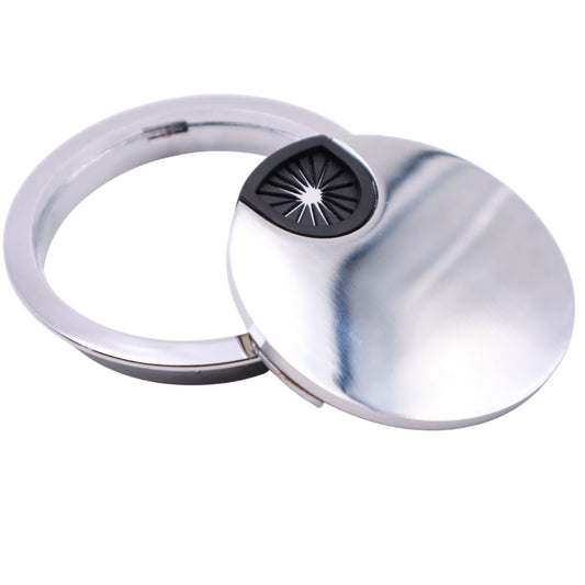 Metal Desk Grommet with rubber hole - Chrome 3-1/8 inch Furnica 