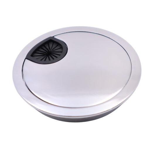 Metal Desk Grommet with rubber hole - Chrome 3-1/8 inch Furnica 