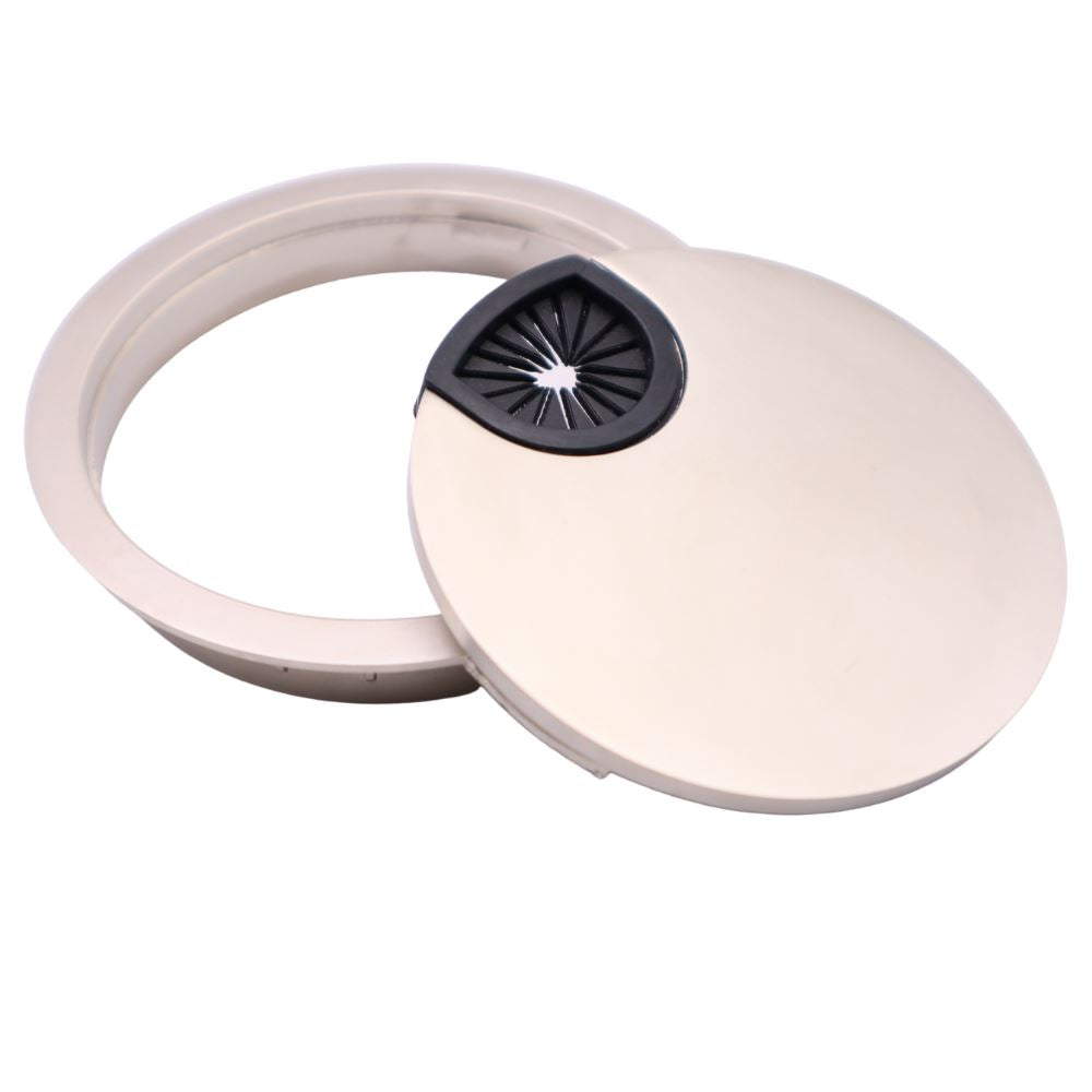 Metal Desk Grommet with rubber hole - Satin 3-1/8 inch Furnica 