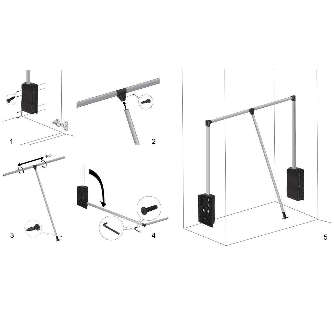 Pull Down Wardrobe Rail 32-11/16 - 45-1/4 inch NTP 