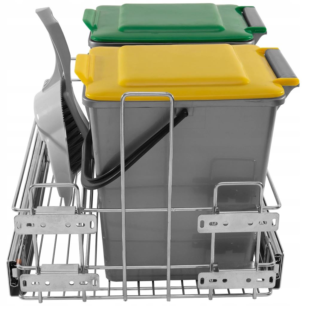 Pull-Out Kitchen Waste Bin Soft-Close - 15-3/4 inch Cabinet Furnica 