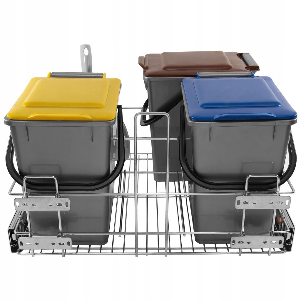 Elite Domestique 40L Steel Twin Slide Out Waste Bin With Door Mount For 400mm Cupboard | Temple