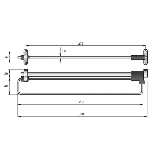 Pull Out Wardrobe Rail 11-13/16 inch - Chrome NTP 