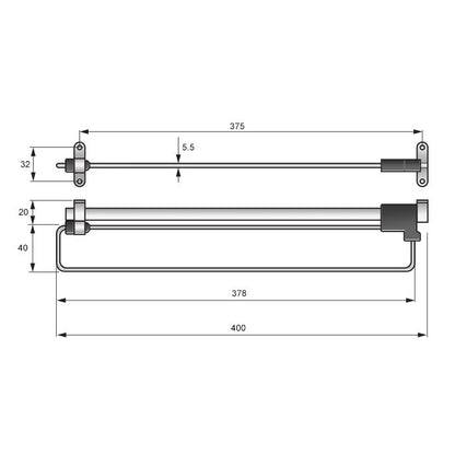 Pull Out Wardrobe Rail 15-3/4 inch - Chrome NTP 