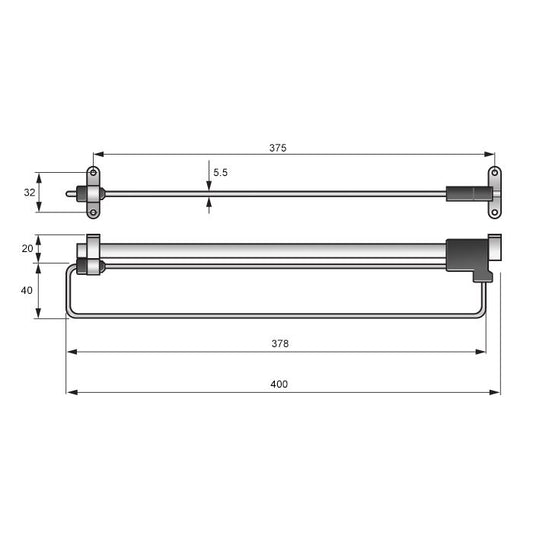 Pull Out Wardrobe Rail 15-3/4 inch - Chrome NTP 