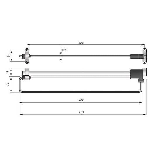 Pull Out Wardrobe Rail 17-11/16 inch - Chrome NTP 