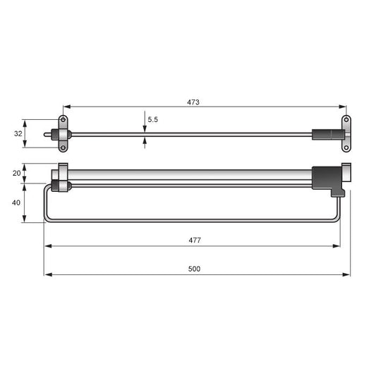 Pull Out Wardrobe Rail 19-11/16 inch - Chrome NTP 500mm 