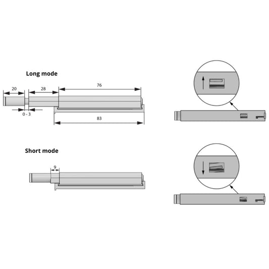 Push to Open latch - Spring Hinges - with rubber tip Furnica 