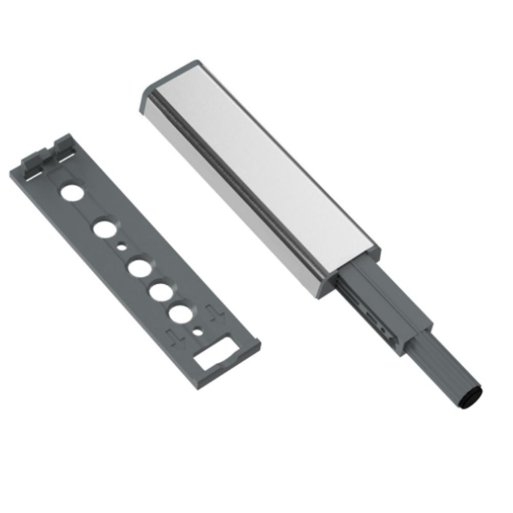 Push to Open latch - Spring Hinges - with rubber tip Zinc/Grey