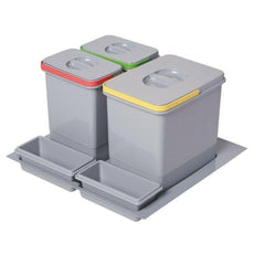 Recycling bins for kitchen - 23-5/8 inch - 3 Buckets (15L+ 2x7L)
