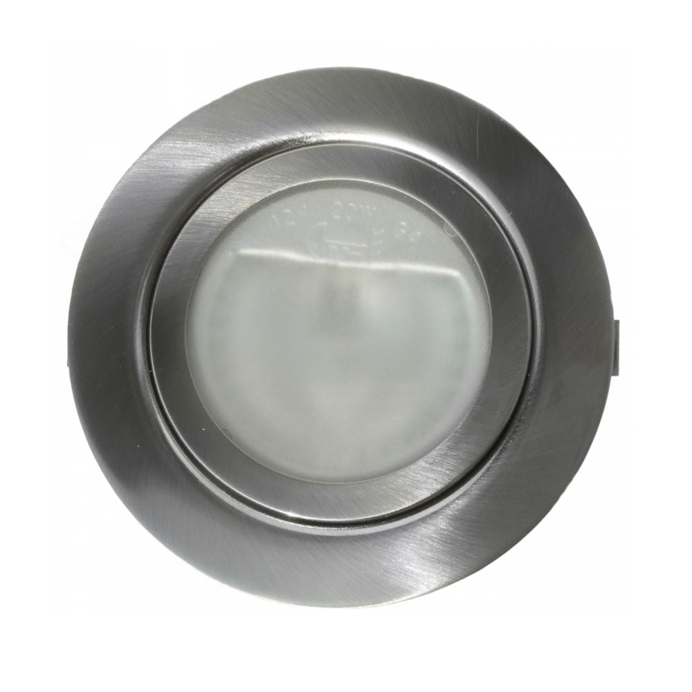 Round Halogen Light Fixture NTP Brushed Steel 