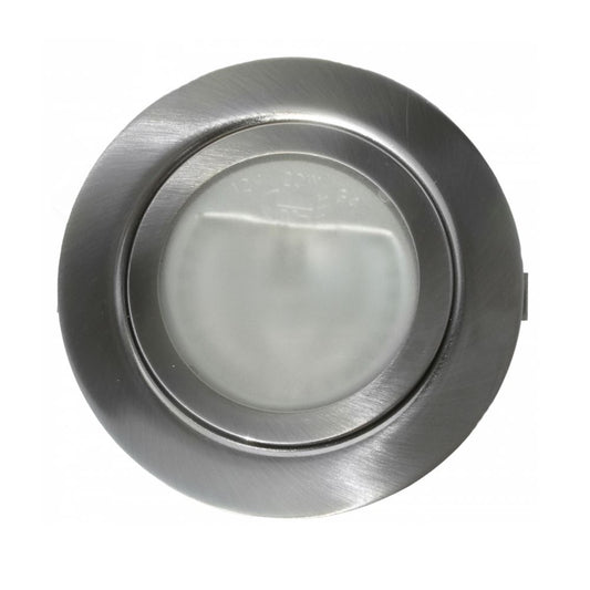 Round Halogen Light Fixture NTP Brushed Steel 