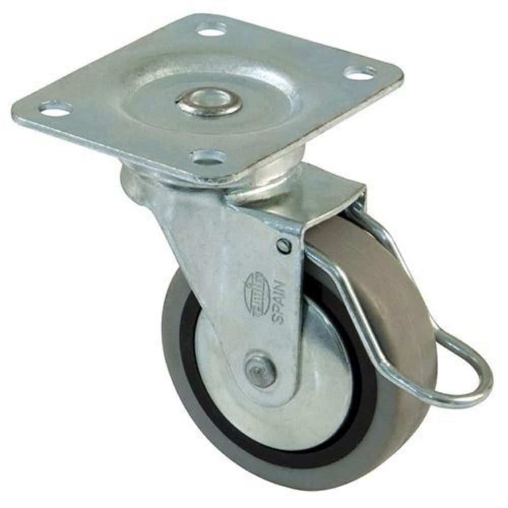 Rubber castor wheel with brake Ø2-3/8 inch Furniture wheels AMIG 