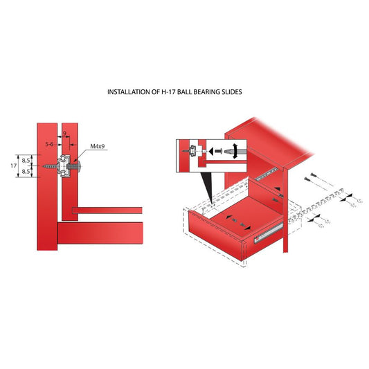 Set of Ball Bearing Slides (left and right), H17 NTP 