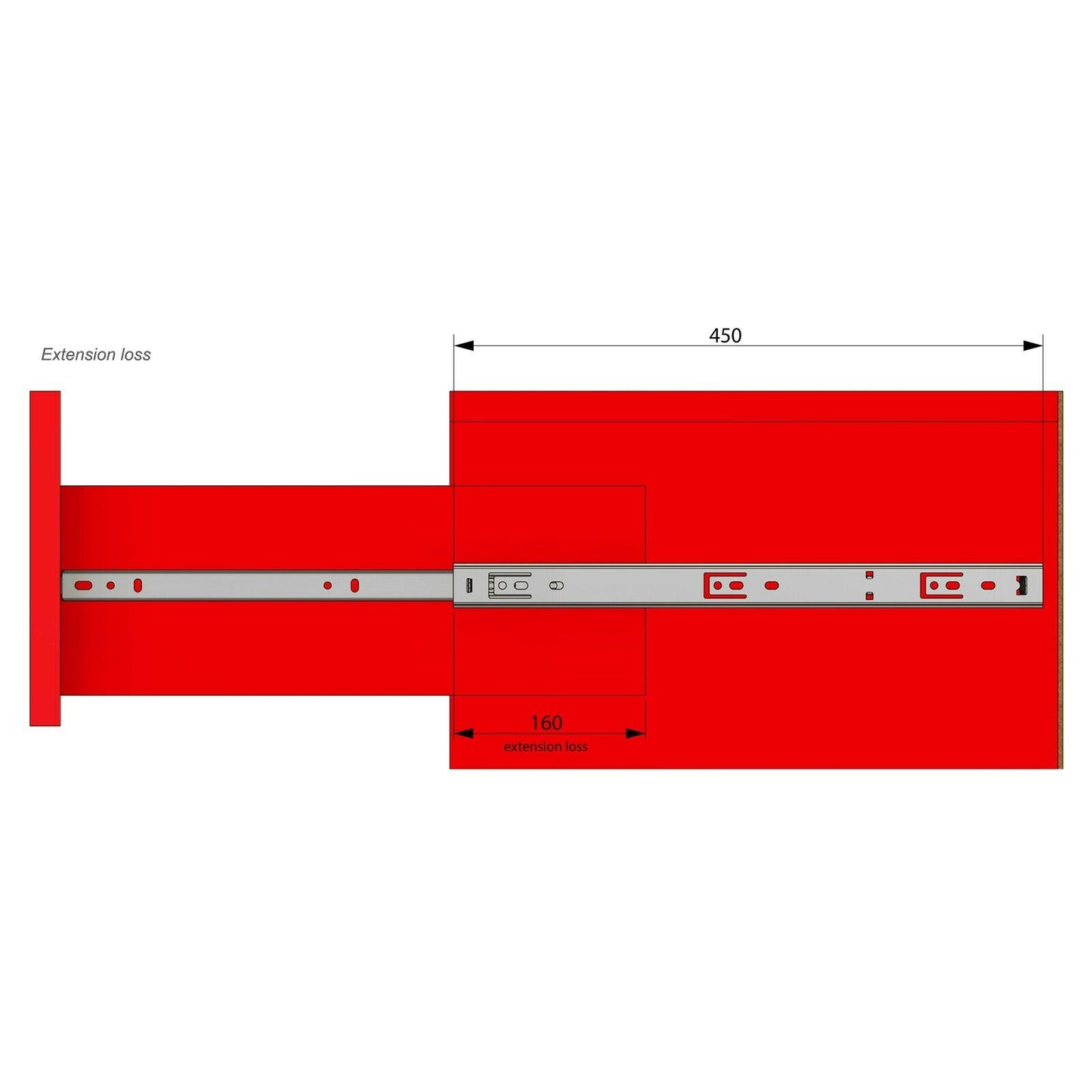 Set of Ball Bearing Slides (left and right), H27 Furnica 