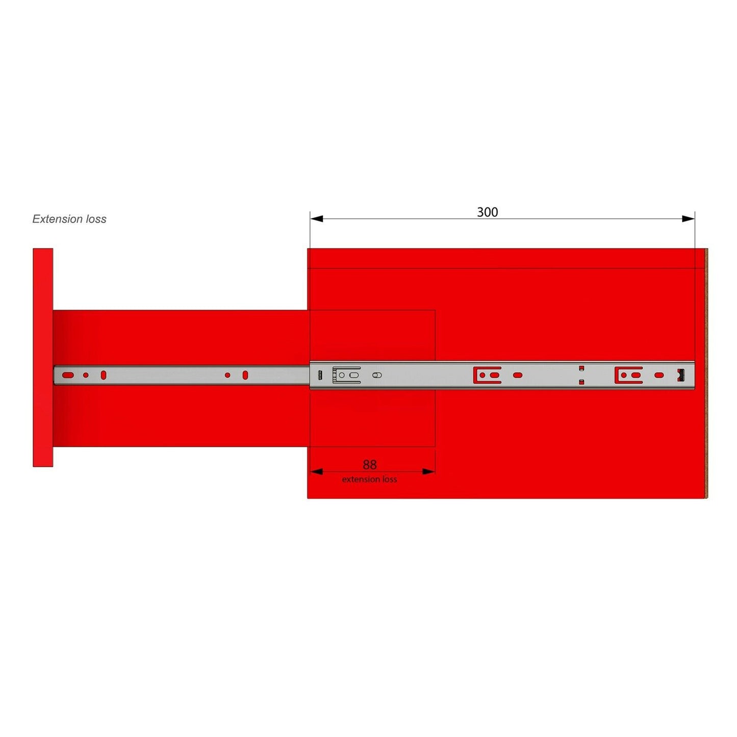 Set of Ball Bearing Slides (left and right), H27 Furnica 