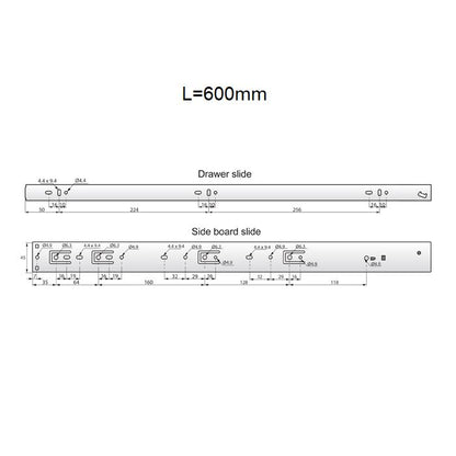 Set of Soft-Close Ball Bearing Slides (left and right), H45 NTP 