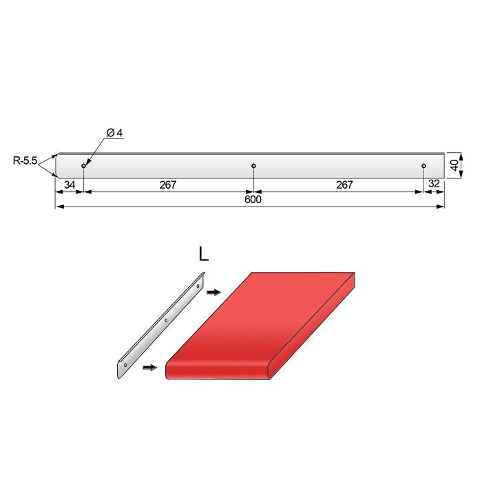 Side Strip for 38mm Worktop R-5.5, Silver Anodized NTP 
