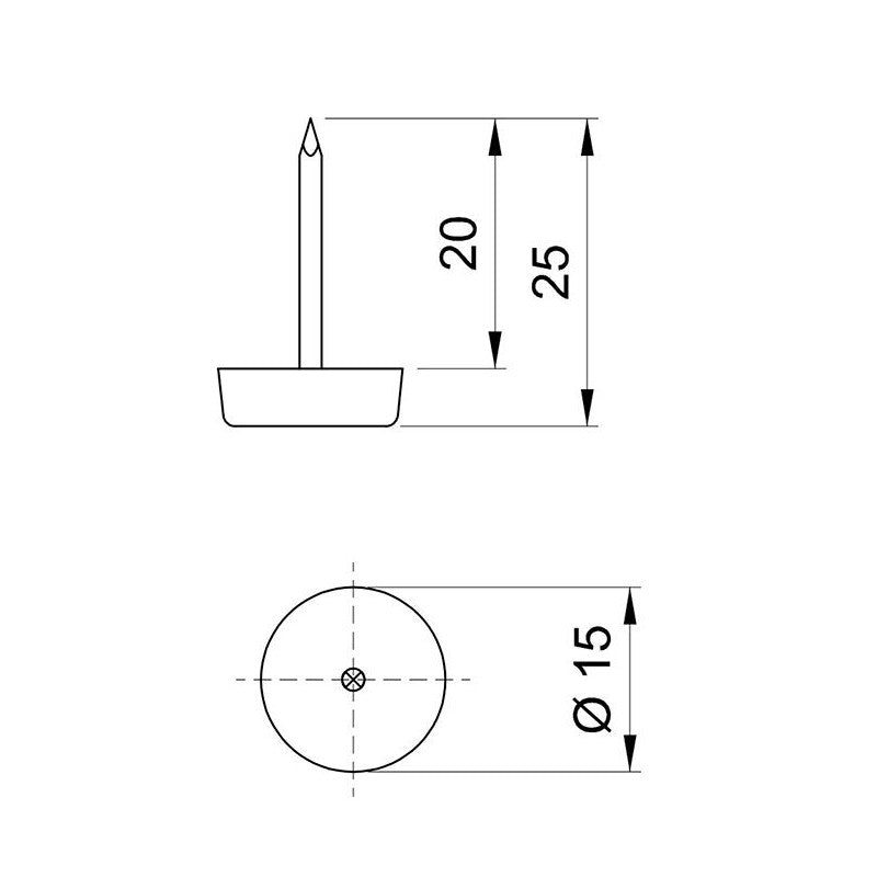 Plastic Furniture Glides Ø5/8 inch with Nail - Black - 50 pcs