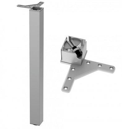Square Furniture Leg 710mm, Satin, ZnAl Mounting Plate Furnica 
