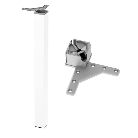 Square Furniture Leg 710mm, White, ZnAl Mounting Plate Furnica 