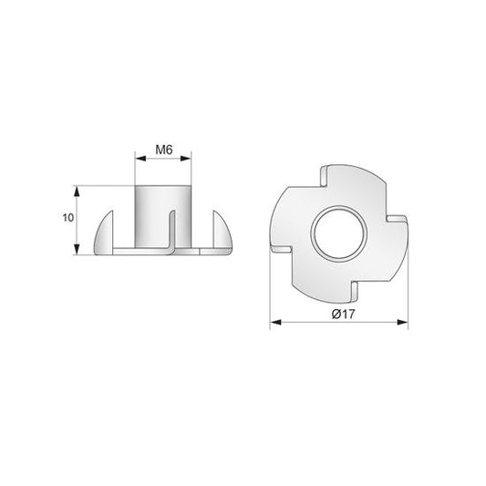 T-nuts M8 - Zinc coated steel 1000 pcs NTP 