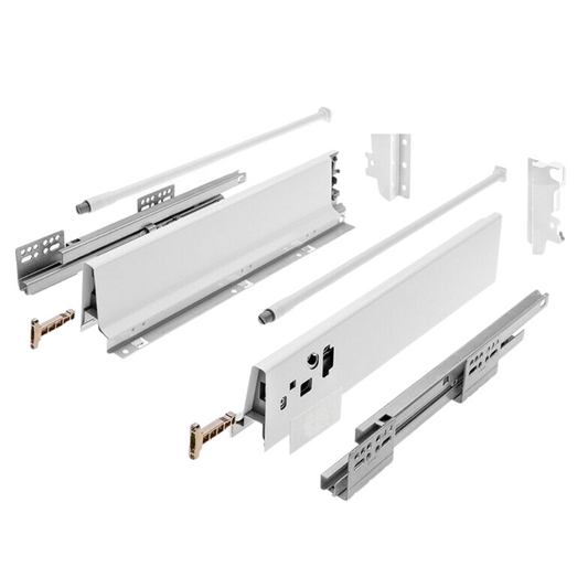 Set of Soft-Close Drawer System, MEDIUM, H: 5-9/16 inch, White