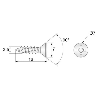 Wood Screws PH2 1/8x5/8 inch White Zinc (1000 pcs) NTP 