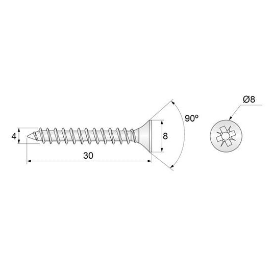 Wood Screws PZ2 3/16x1-3/16 inch White Zinc (1000 pcs) NTP 